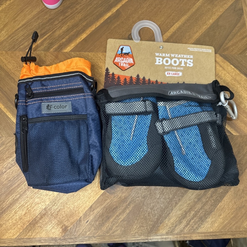 Arcadia Trail Warm Weather Dog Boots 4 Booties Sz XXL & F-Color Dog Treat Bag